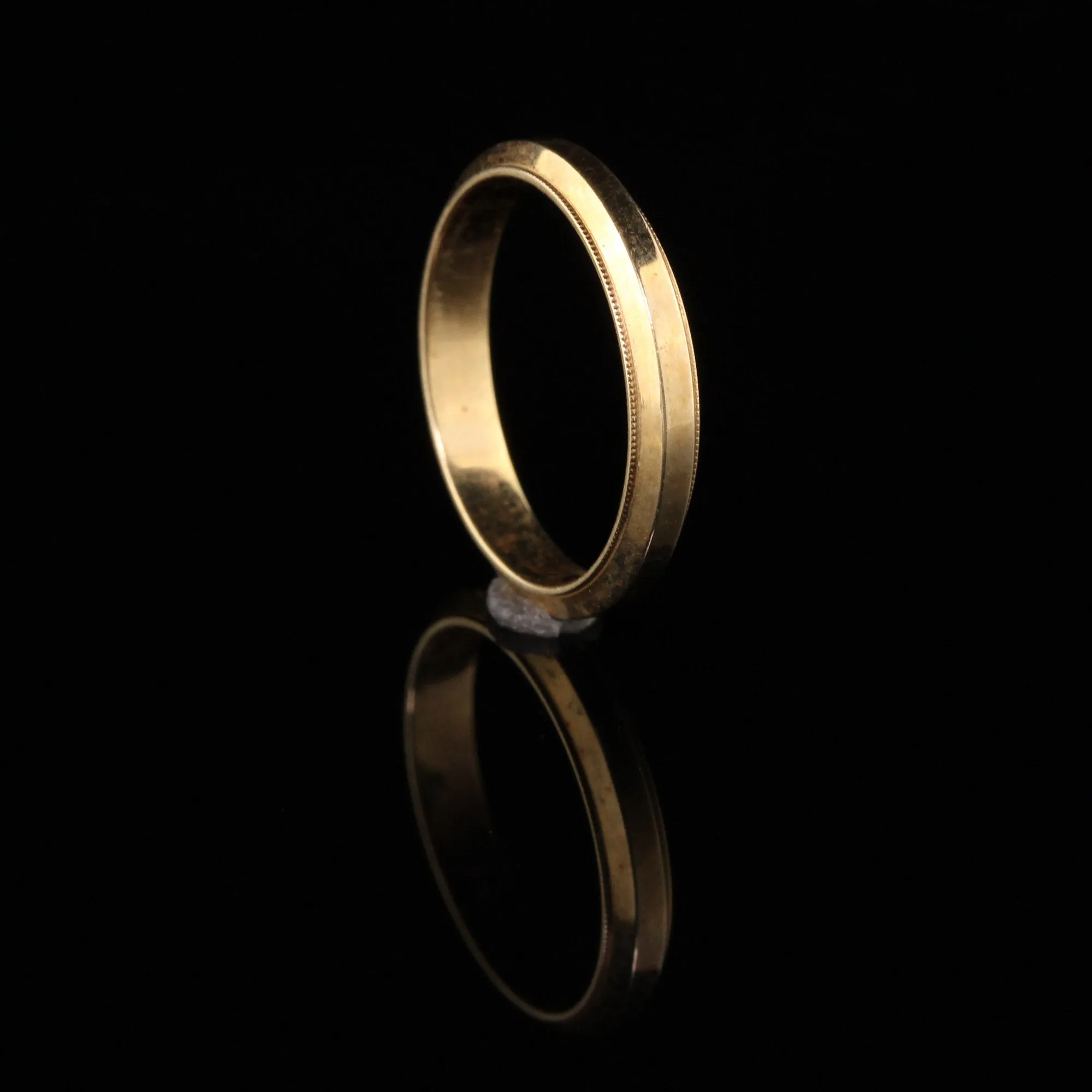 Antique Art Deco 14K Yellow Gold Engraved Wedding Band - Size 5 1/2