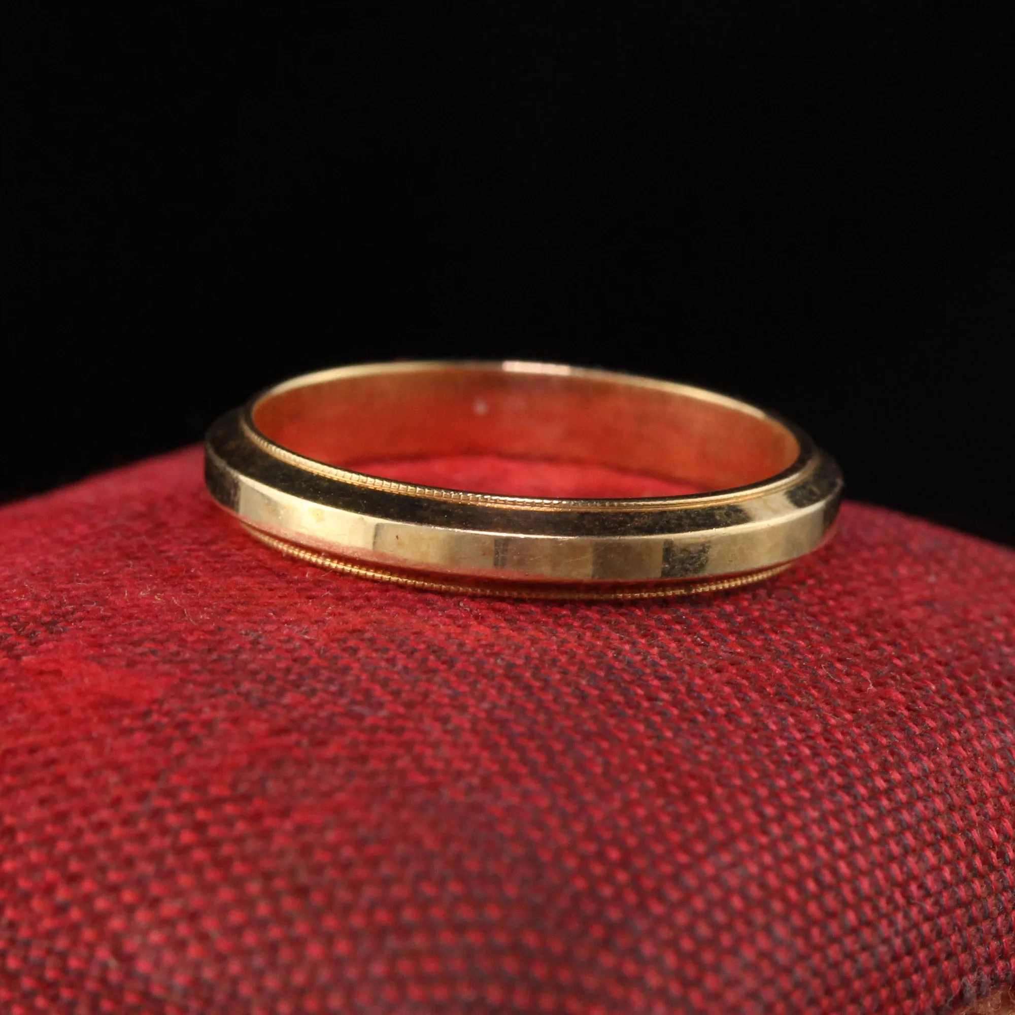 Antique Art Deco 14K Yellow Gold Engraved Wedding Band - Size 5 1/2