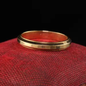 Antique Art Deco 14K Yellow Gold Engraved Wedding Band - Size 5 1/2