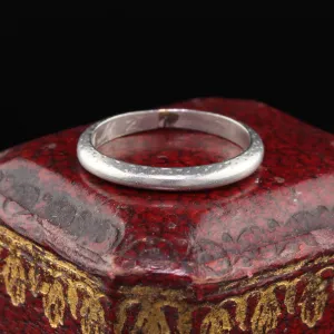 Antique Art Deco Platinum Engraved Wedding Band - Size 4 3/4