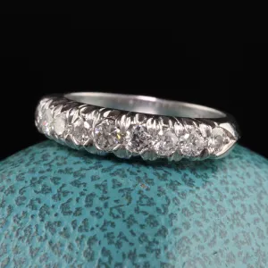 Antique Art Deco Platinum Old European Cut Diamond Wedding Band
