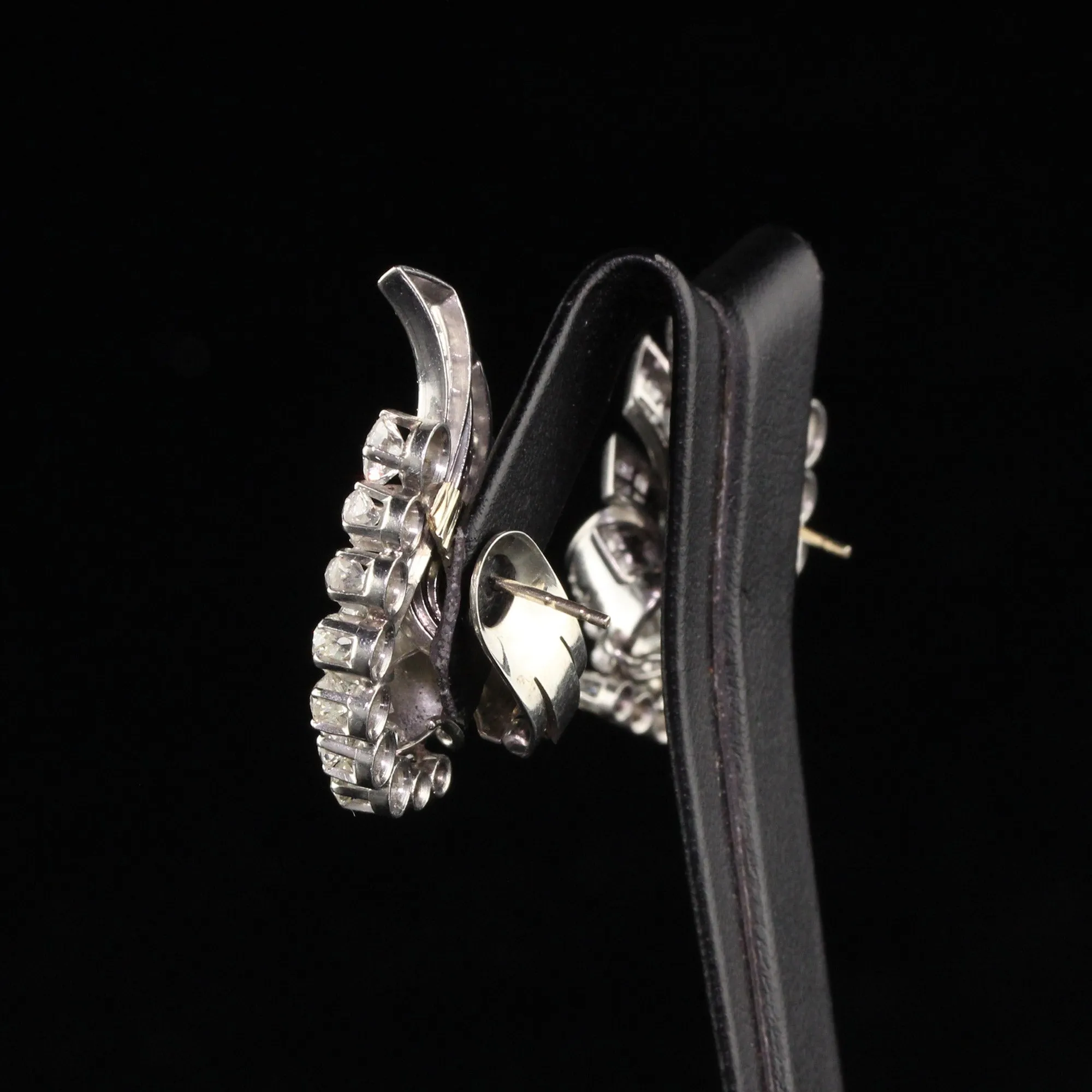 Antique Art Deco Platinum Old Mine Cut and Rose Cut Diamond Earrings