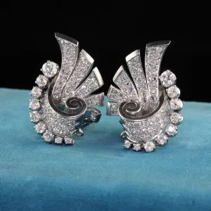 Antique Art Deco Platinum Old Mine Cut and Rose Cut Diamond Earrings