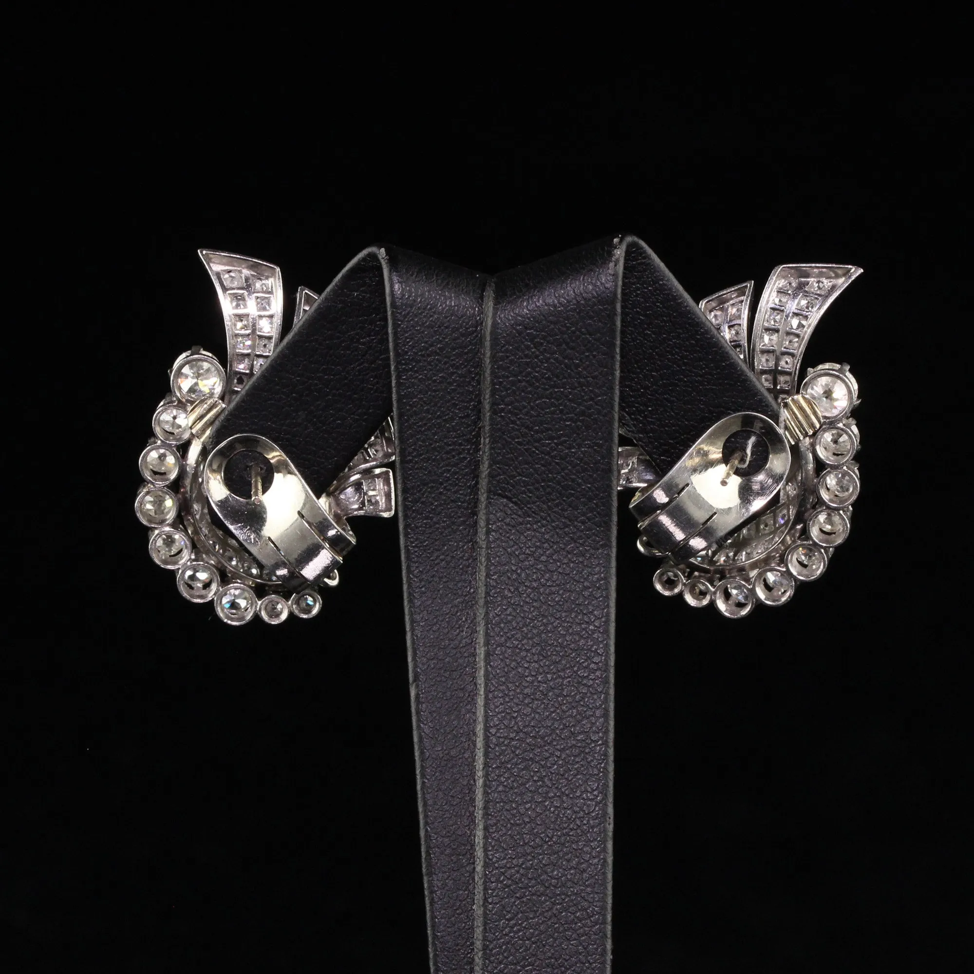 Antique Art Deco Platinum Old Mine Cut and Rose Cut Diamond Earrings