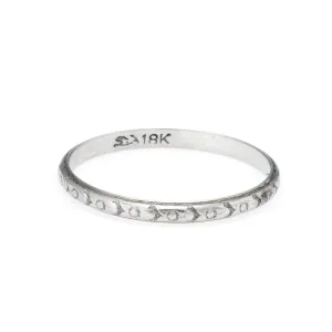 Antique Deco Embossed Flower Pattern Wedding Band Ring Sz 7.5 Vintage Jewelry