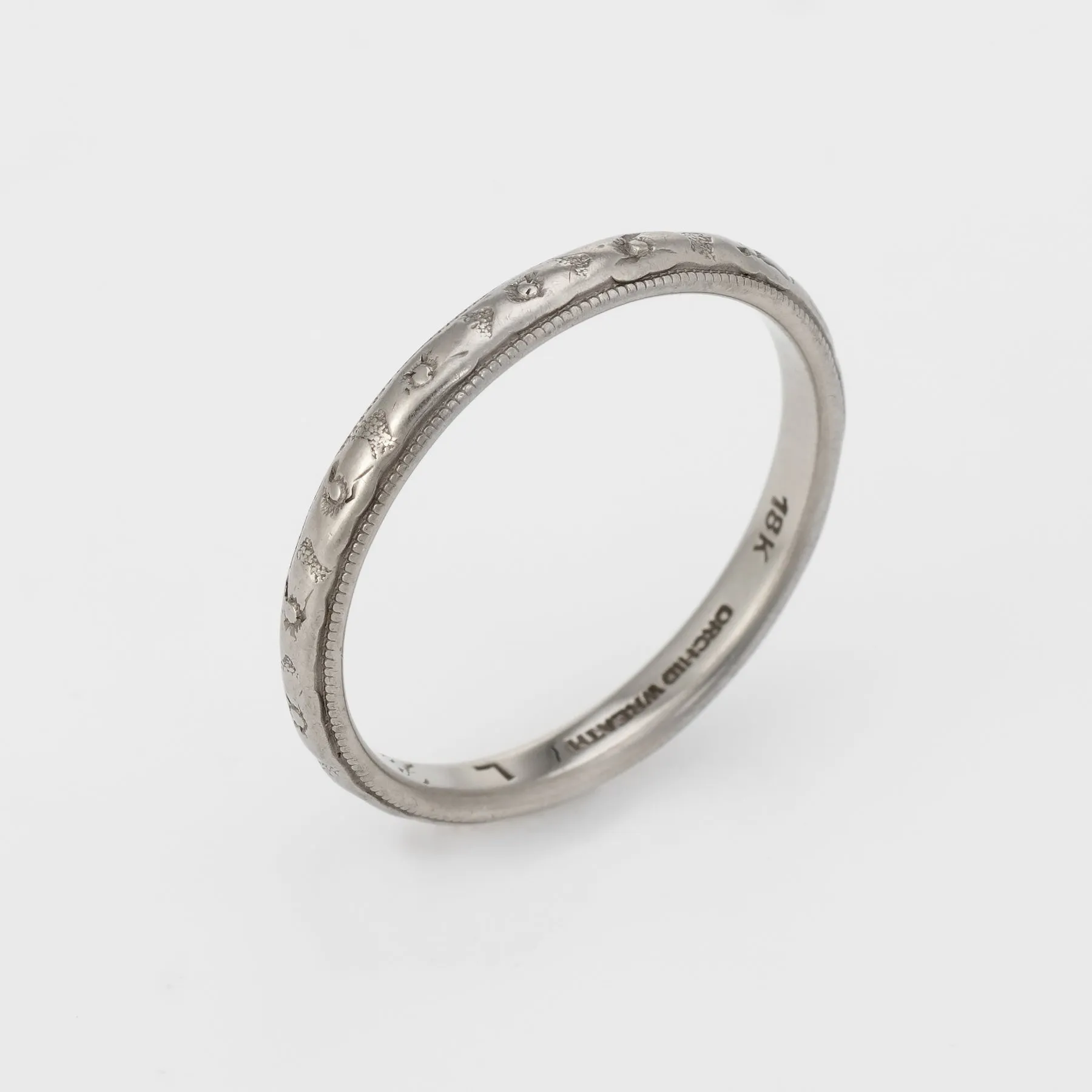 Antique Deco Wedding Band Ring Sz 7 Vintage 18k White Gold Fine Jewelry