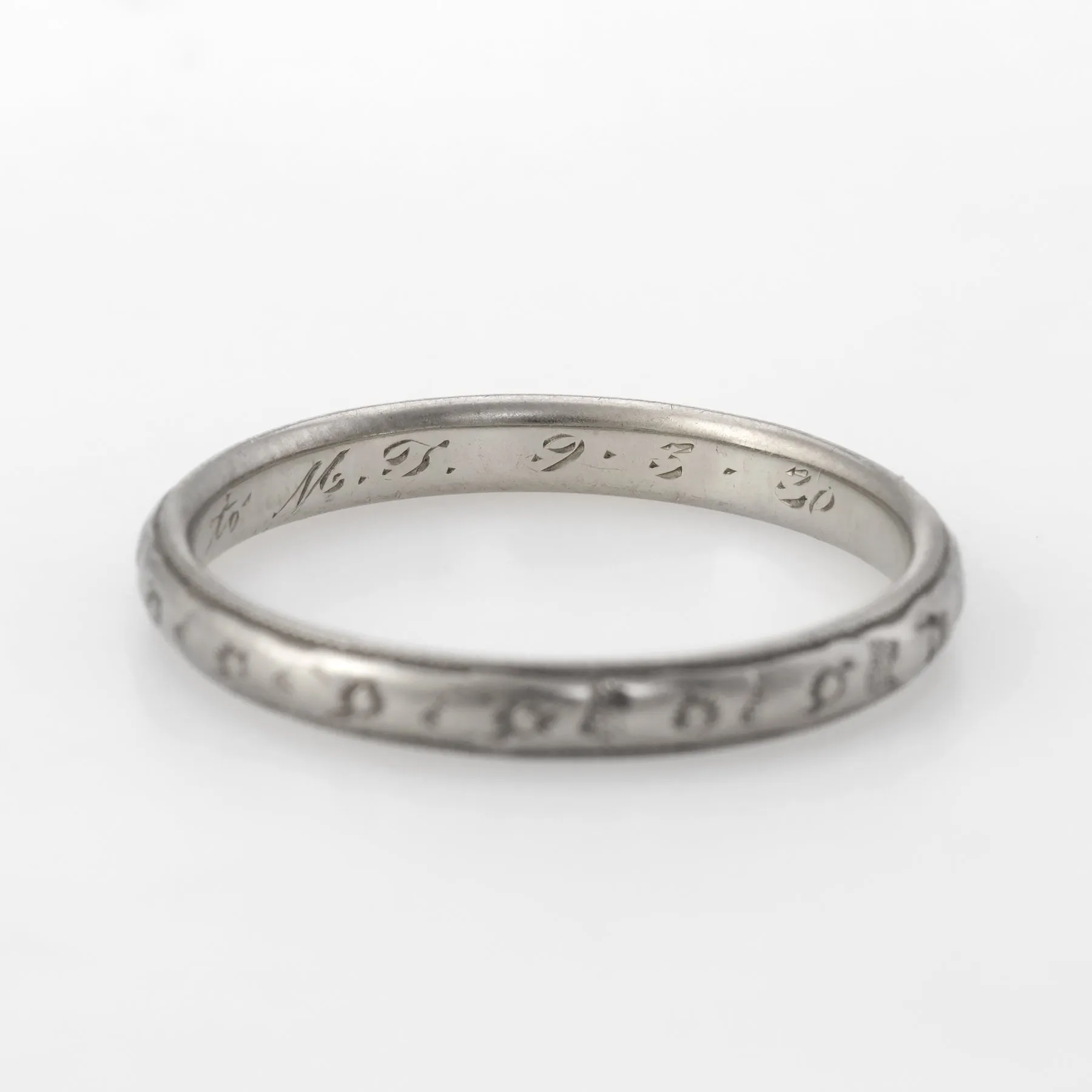 Antique Deco Wedding Band Ring Sz 7 Vintage 18k White Gold Fine Jewelry
