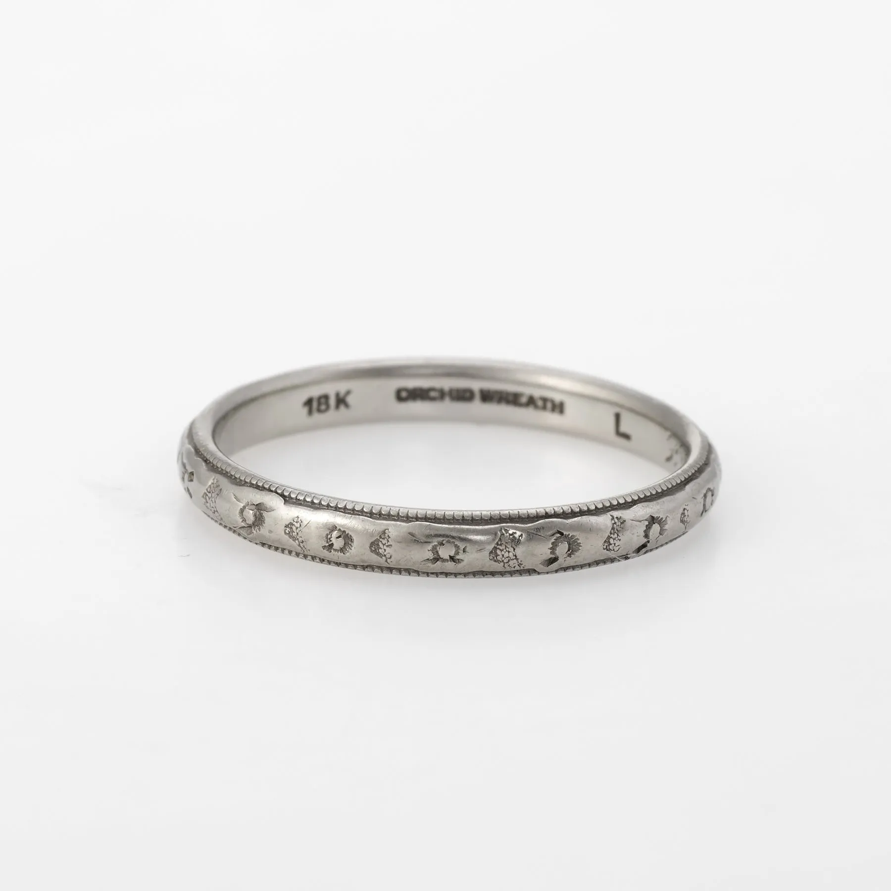 Antique Deco Wedding Band Ring Sz 7 Vintage 18k White Gold Fine Jewelry