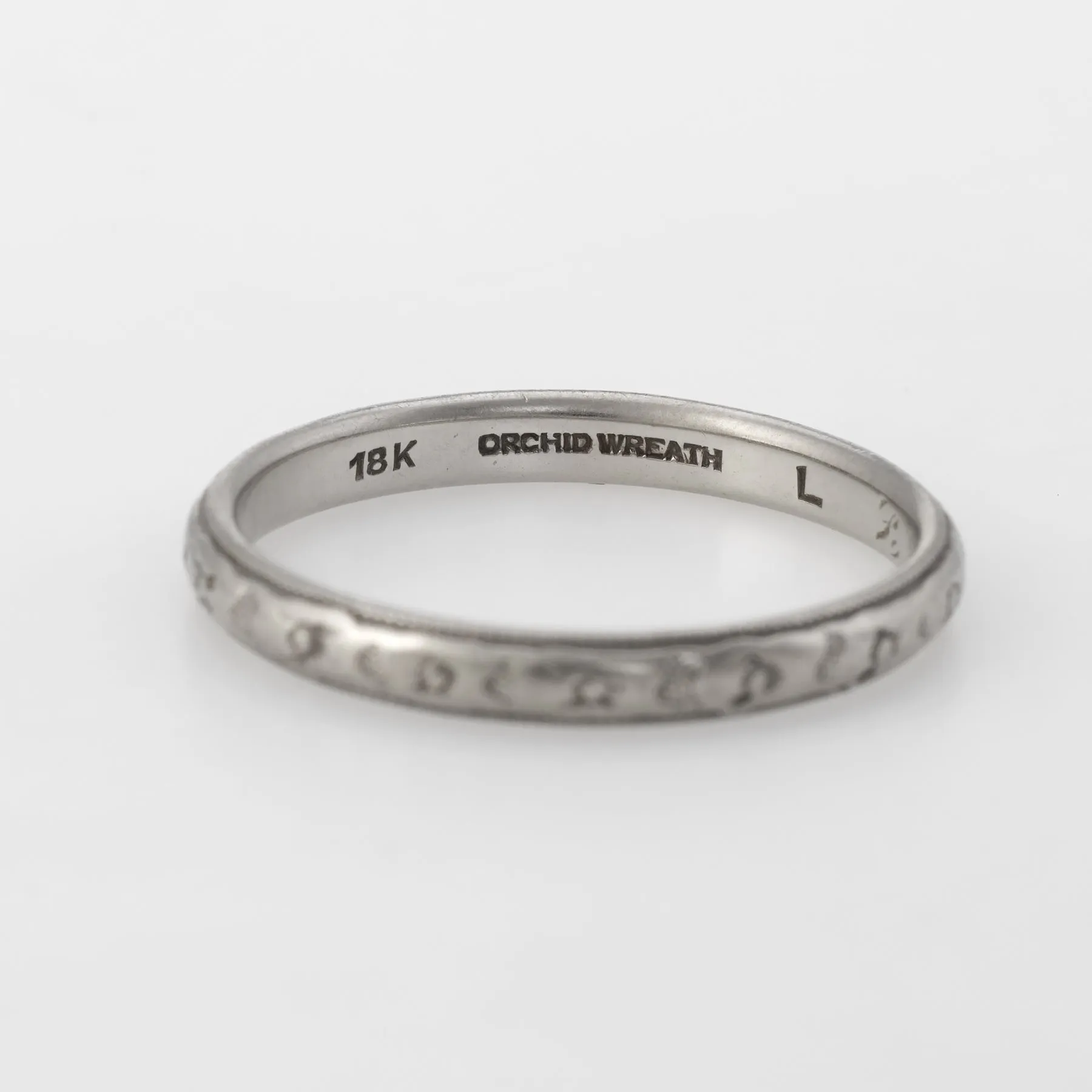 Antique Deco Wedding Band Ring Sz 7 Vintage 18k White Gold Fine Jewelry