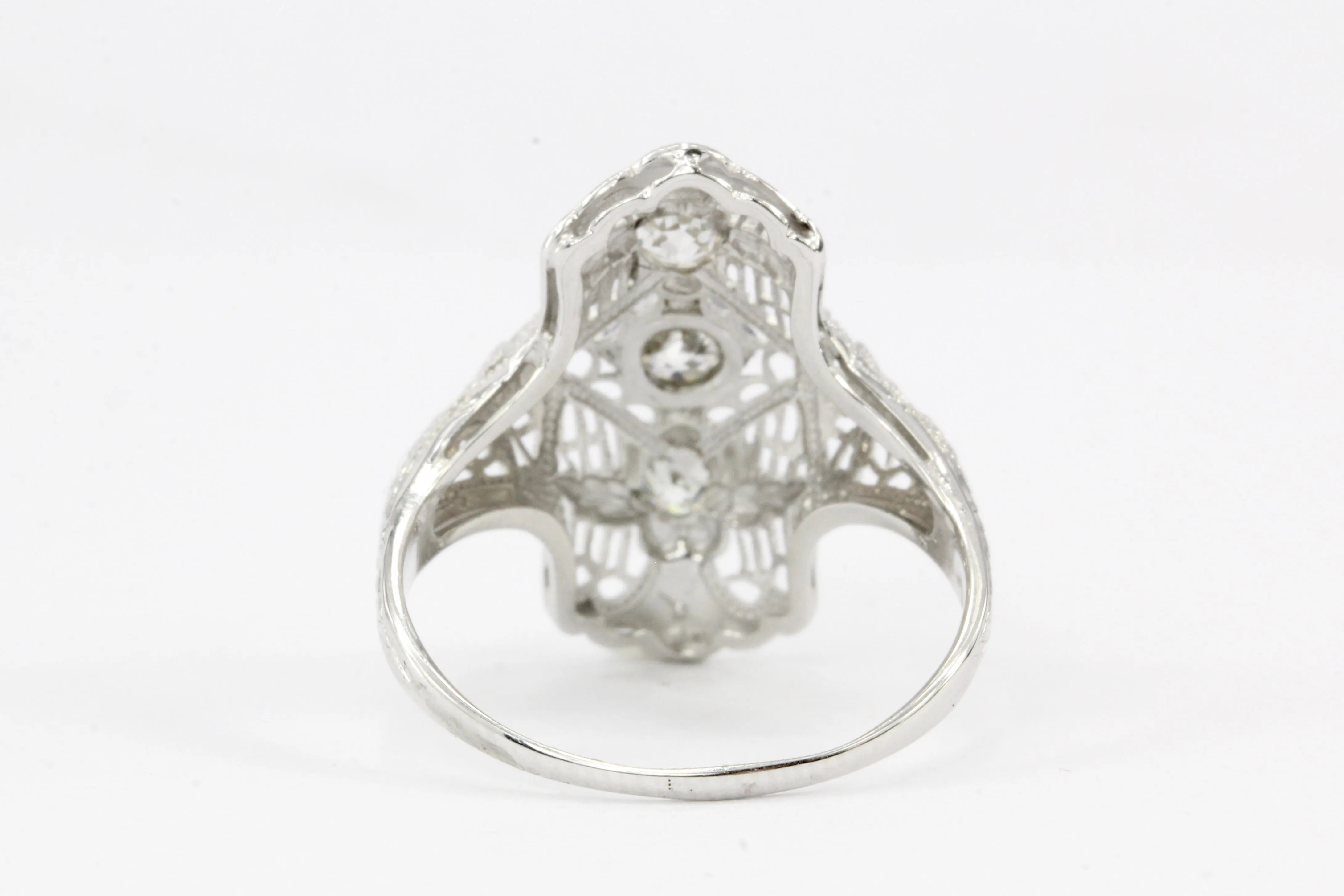Art Deco 18K White Gold .25 CTW Diamond Shield Ring