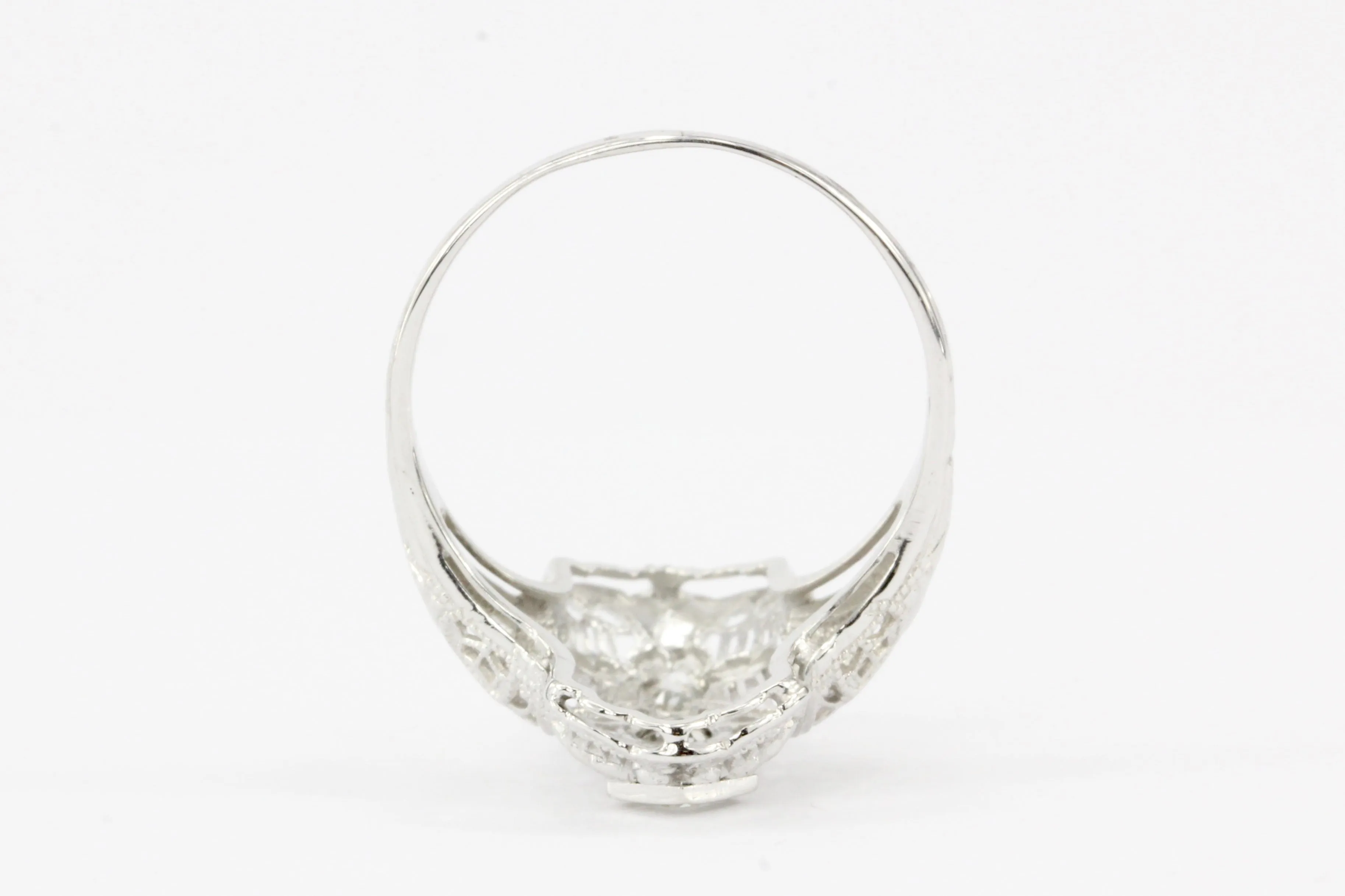 Art Deco 18K White Gold .25 CTW Diamond Shield Ring