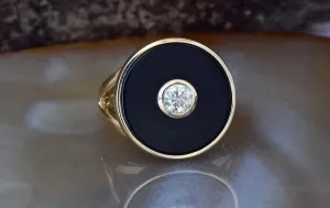 Art Deco black onyx ring with diamond