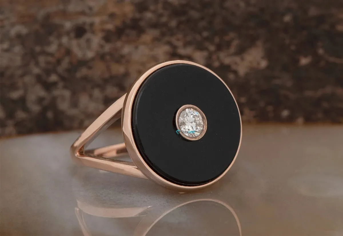 Art Deco black onyx ring with diamond