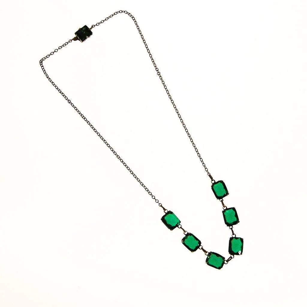 Art Deco Emerald Crystal Choker Necklace