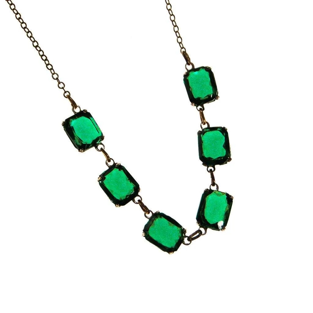 Art Deco Emerald Crystal Choker Necklace