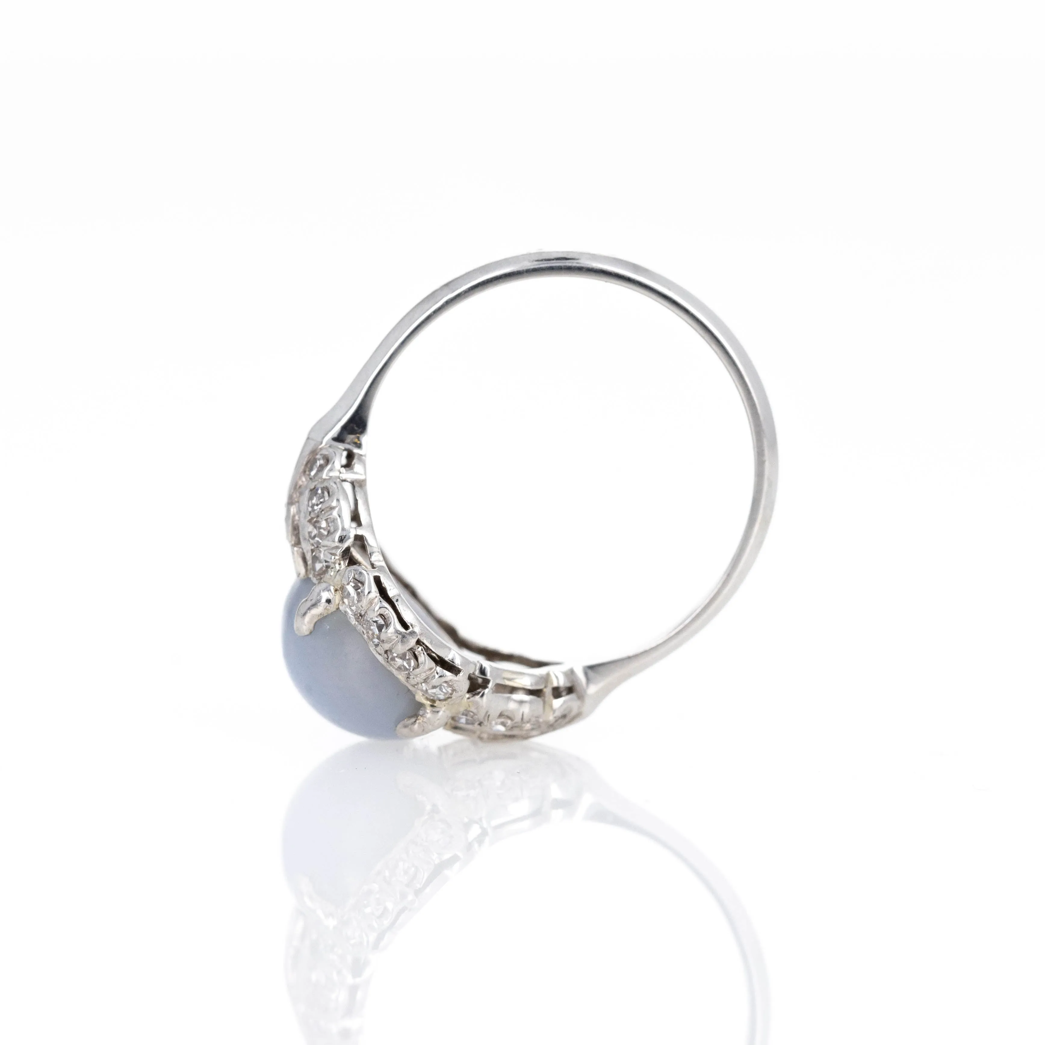 Art Deco Platinum 5.30 Carat Star Sapphire Diamond Ring