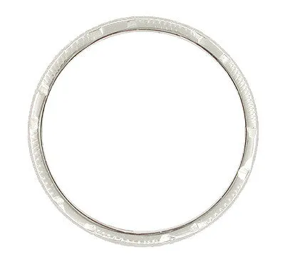Art Deco Wheat Engraved Wedding Ring in 18 Karat White Gold