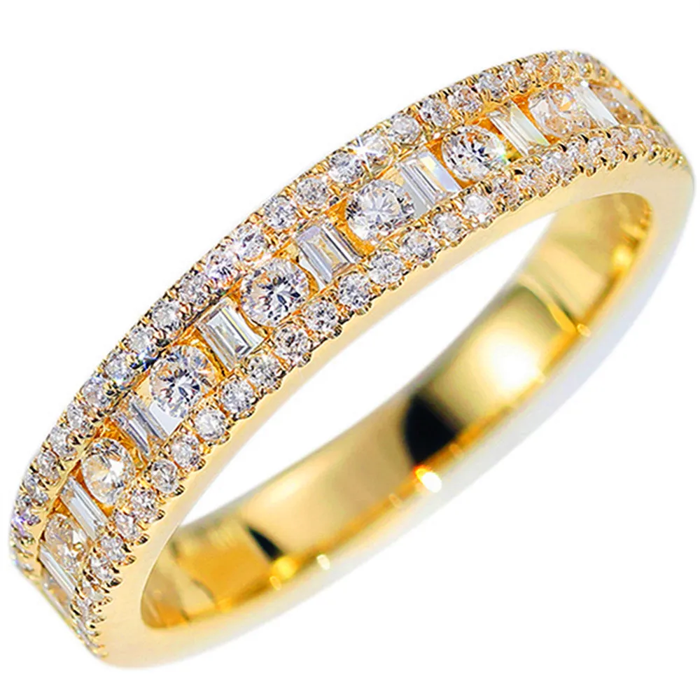 Baguette and Round Brilliant Diamond Wedding Ring