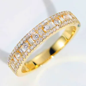 Baguette and Round Brilliant Diamond Wedding Ring