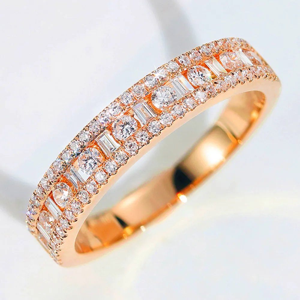 Baguette and Round Brilliant Diamond Wedding Ring