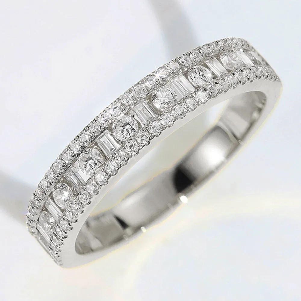 Baguette and Round Brilliant Diamond Wedding Ring