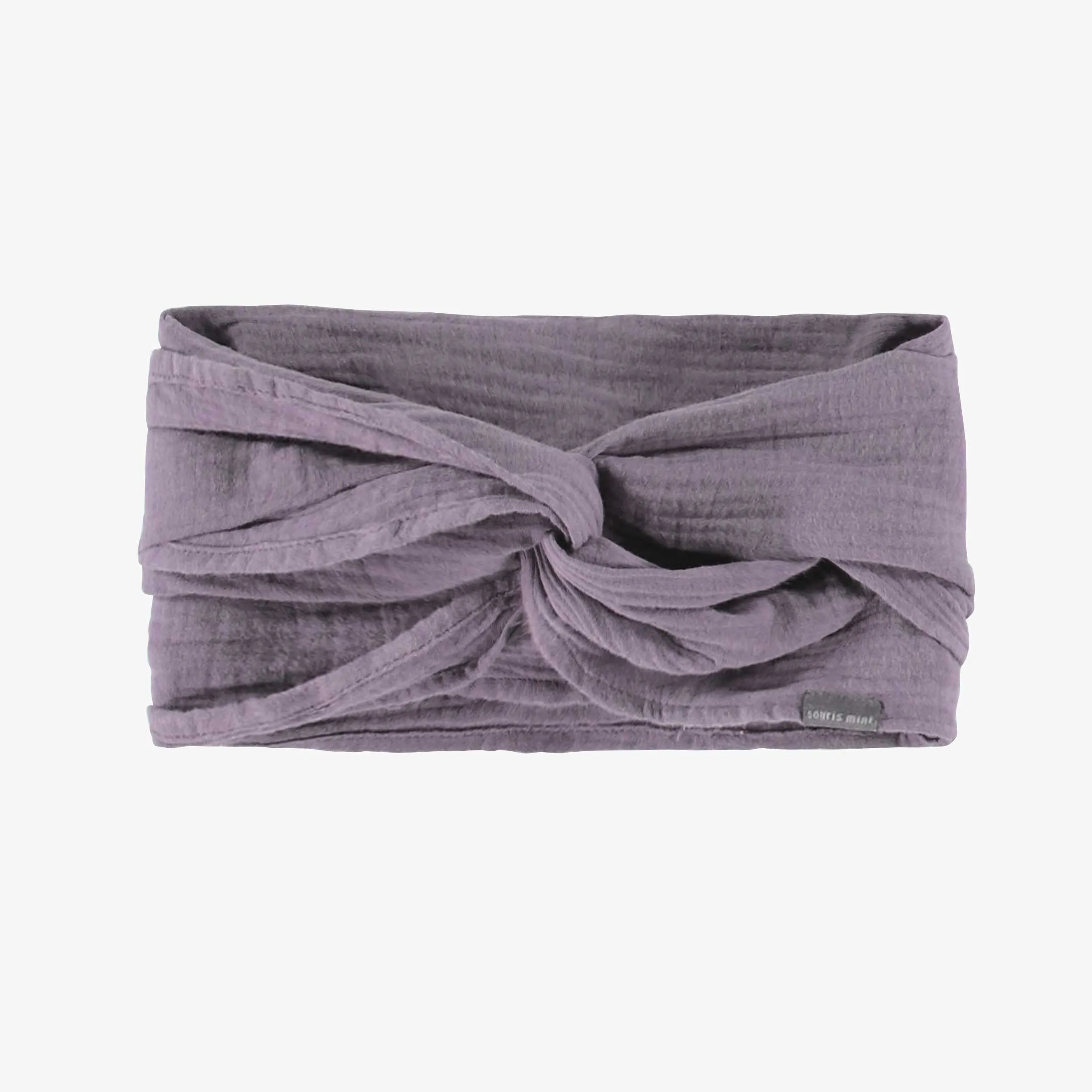 Bandeau mauve avec une boucle à l’avant, enfant || Purple headband with a loop in front, child