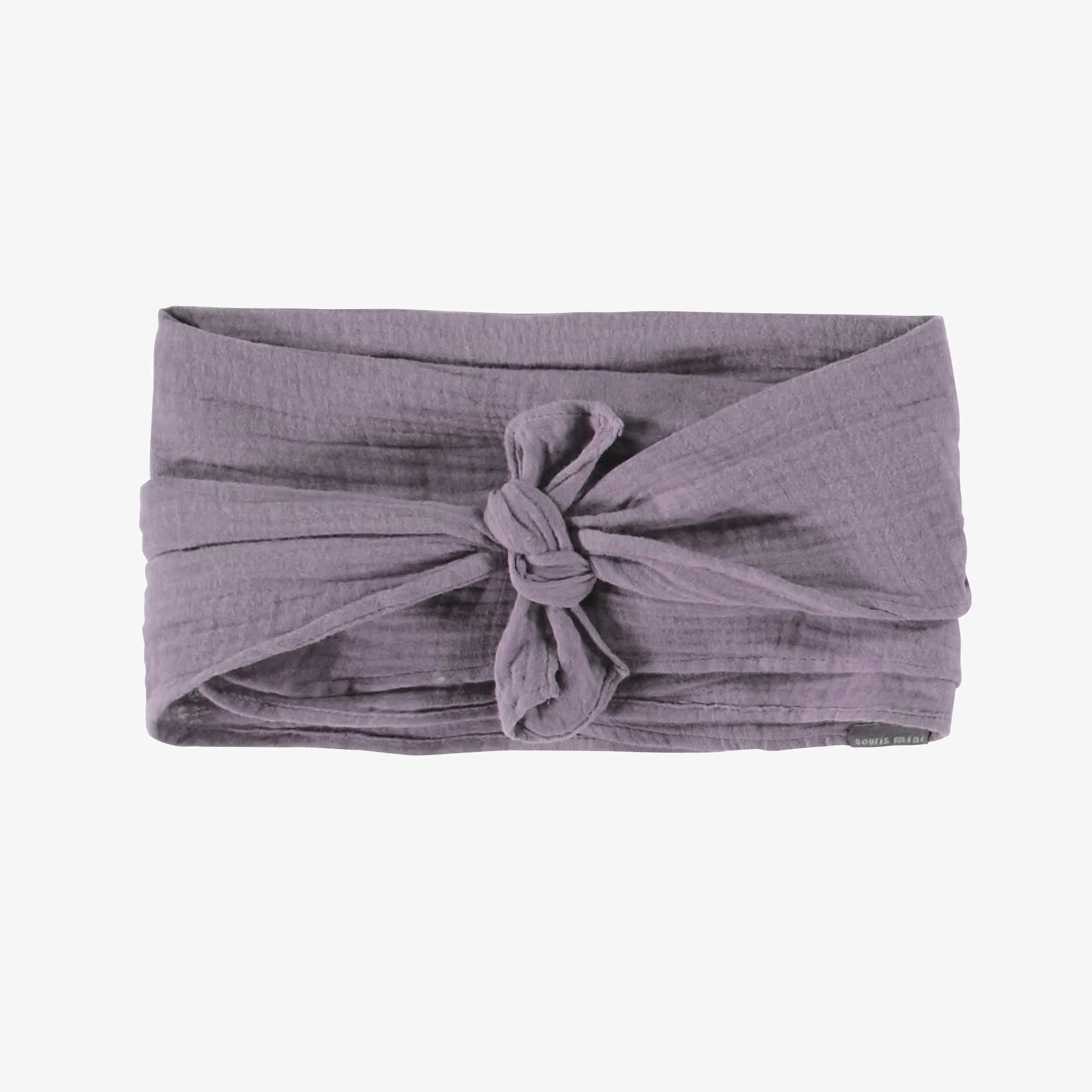 Bandeau mauve avec une boucle à l’avant, enfant || Purple headband with a loop in front, child