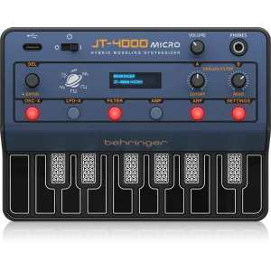 Behringer JT4000MICRO  Portable 4-Voice Hybrid Synthesizer with 2 Analog Modeling Oscillators Per Voice, Multi-Mode Analog Filter, and Arpeggiator