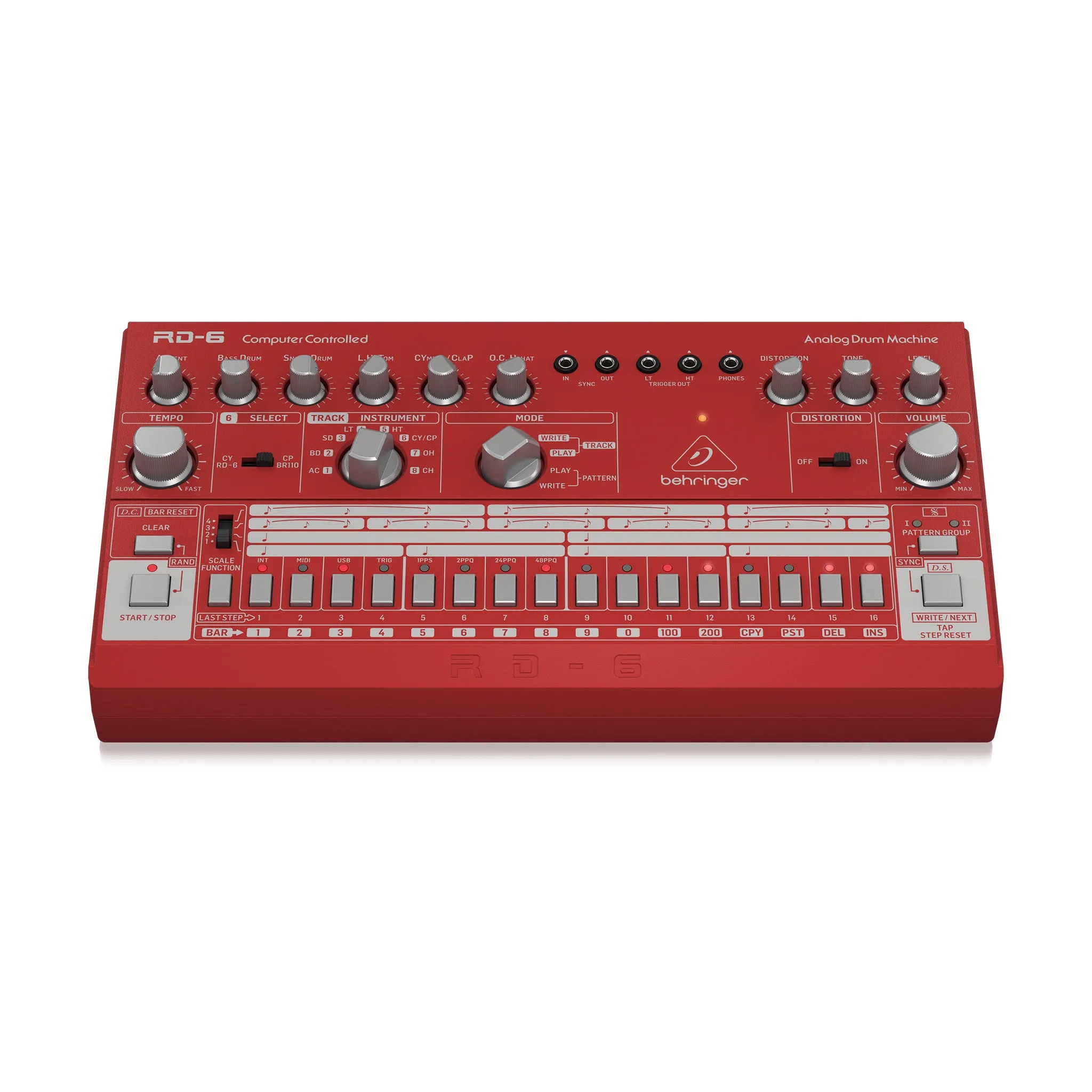 Behringer RD-6-RD Analog Drum Machine, Red