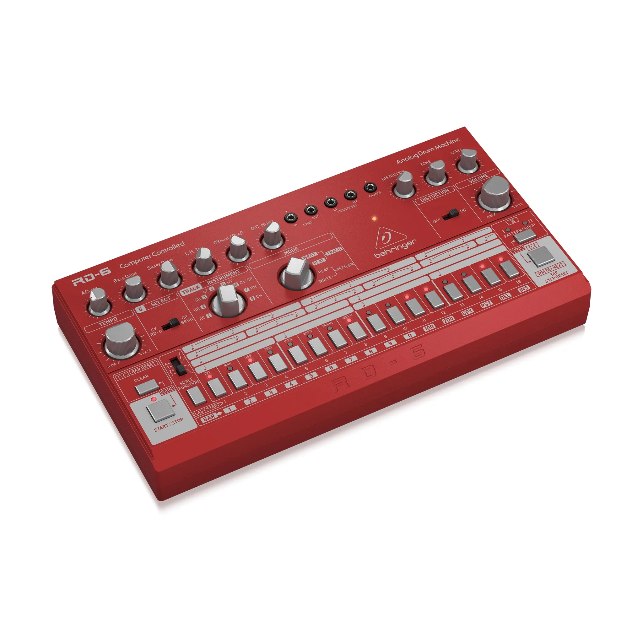 Behringer RD-6-RD Analog Drum Machine, Red