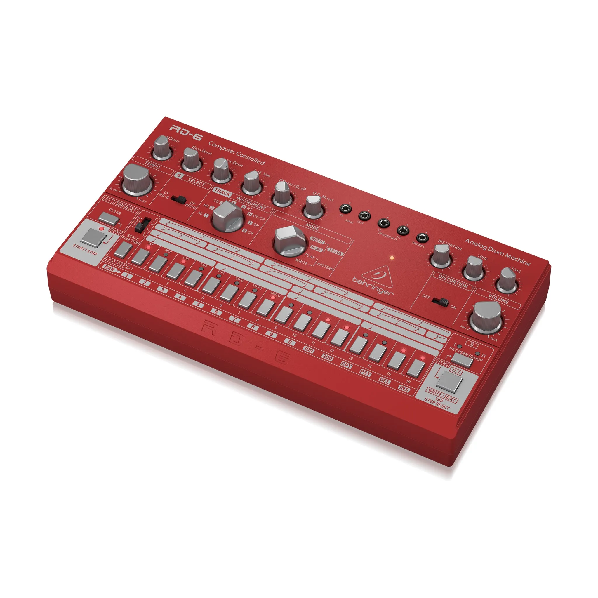 Behringer RD-6-RD Analog Drum Machine, Red