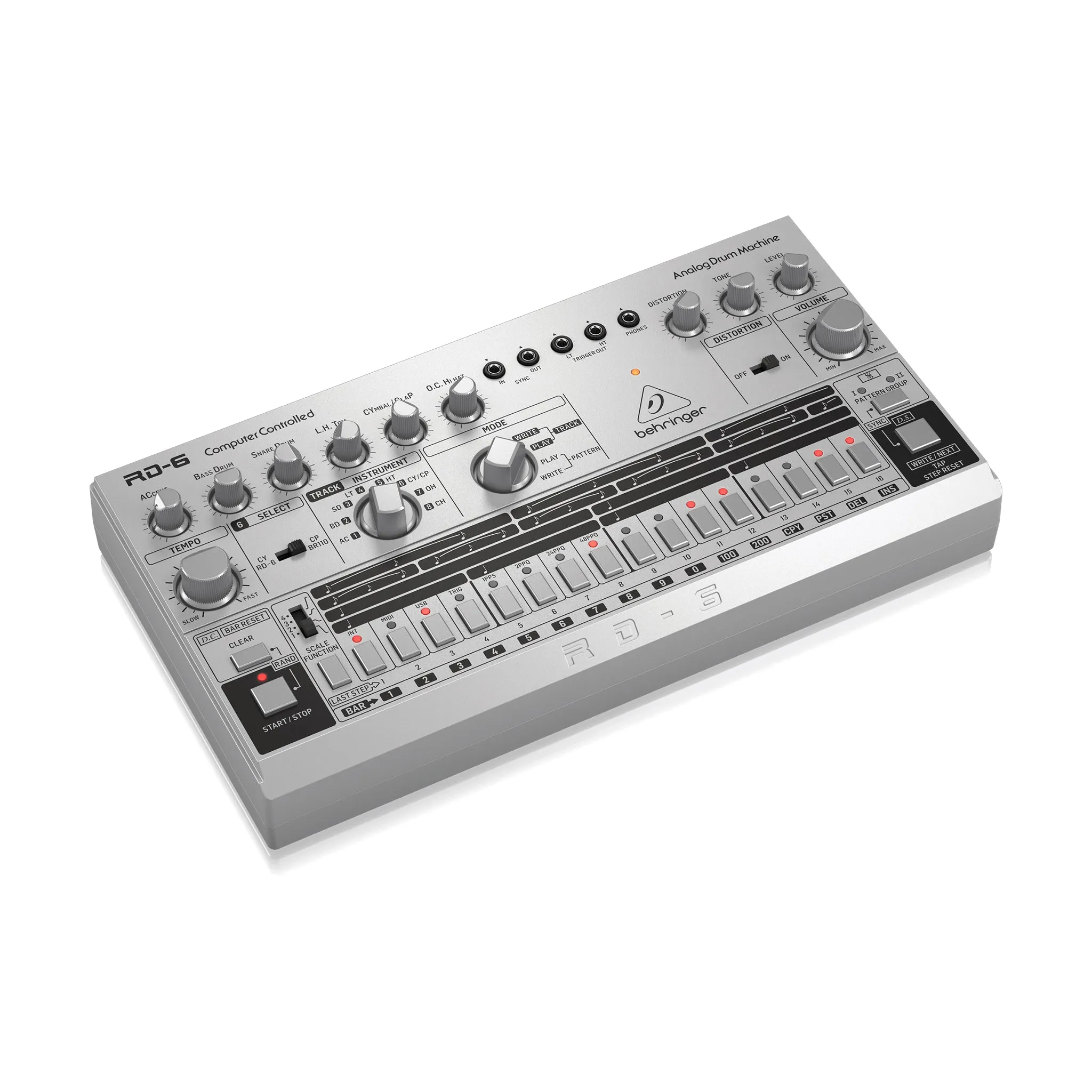 Behringer RD-6-SR Analog Drum Machine, Silver