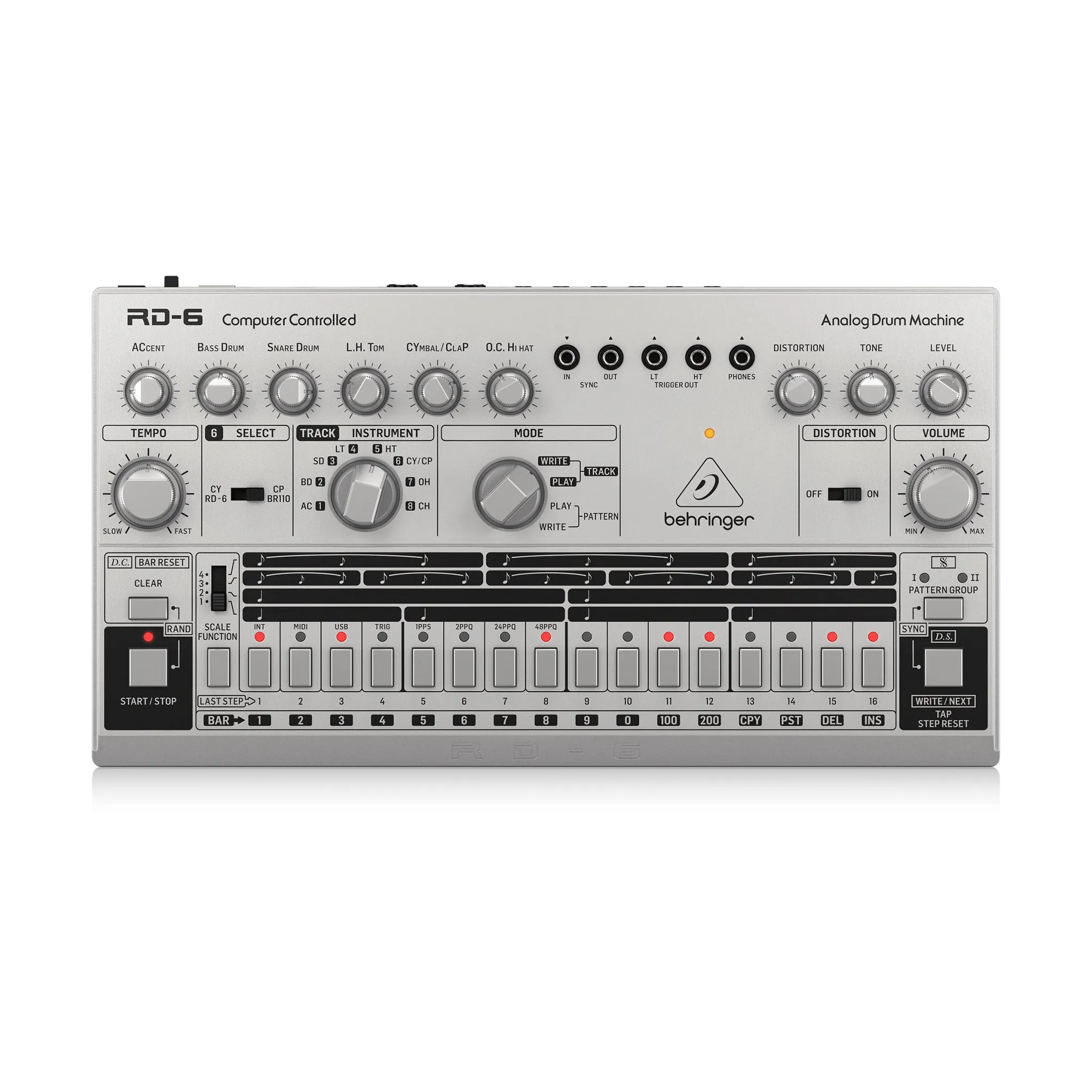 Behringer RD-6-SR Analog Drum Machine, Silver