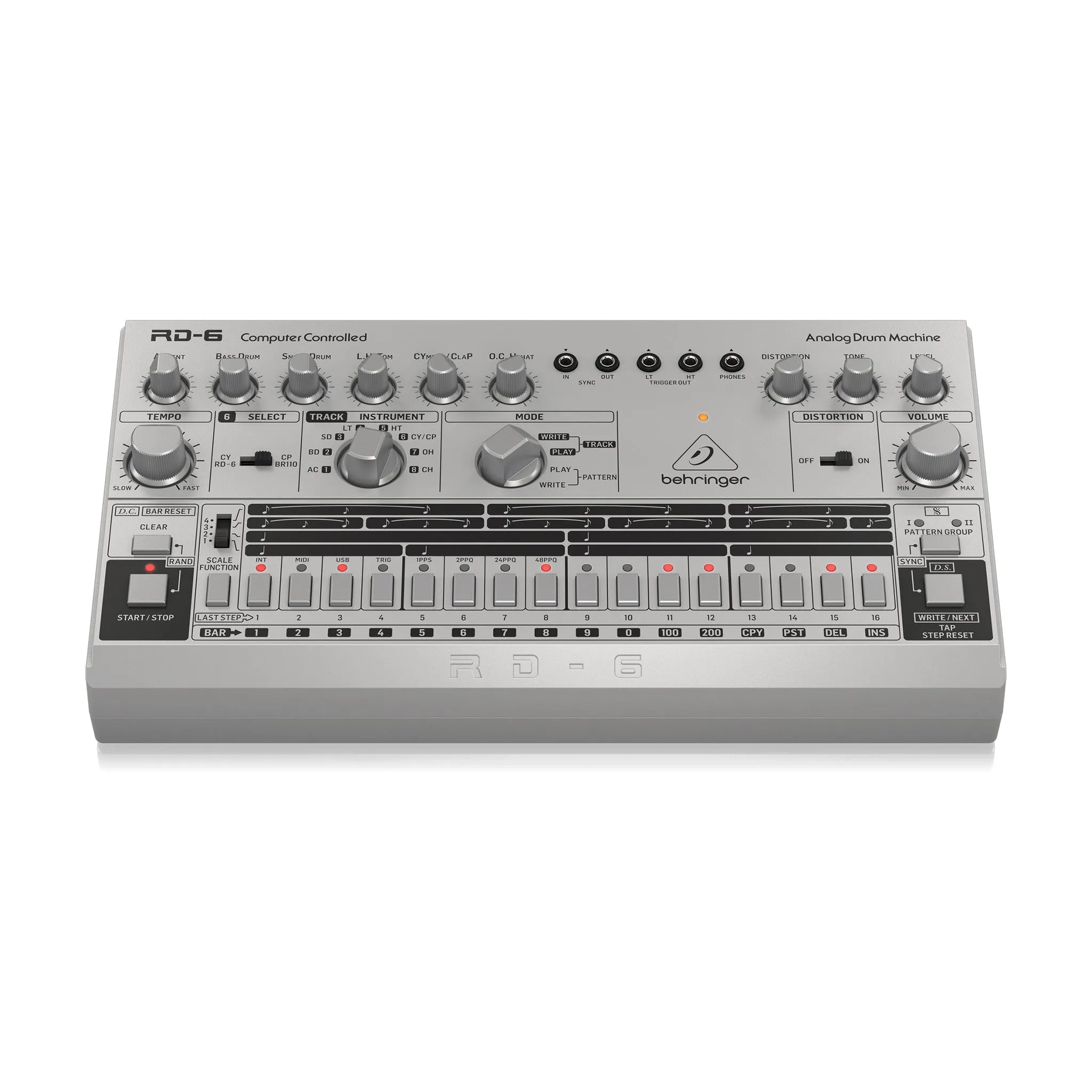 Behringer RD-6-SR Analog Drum Machine, Silver