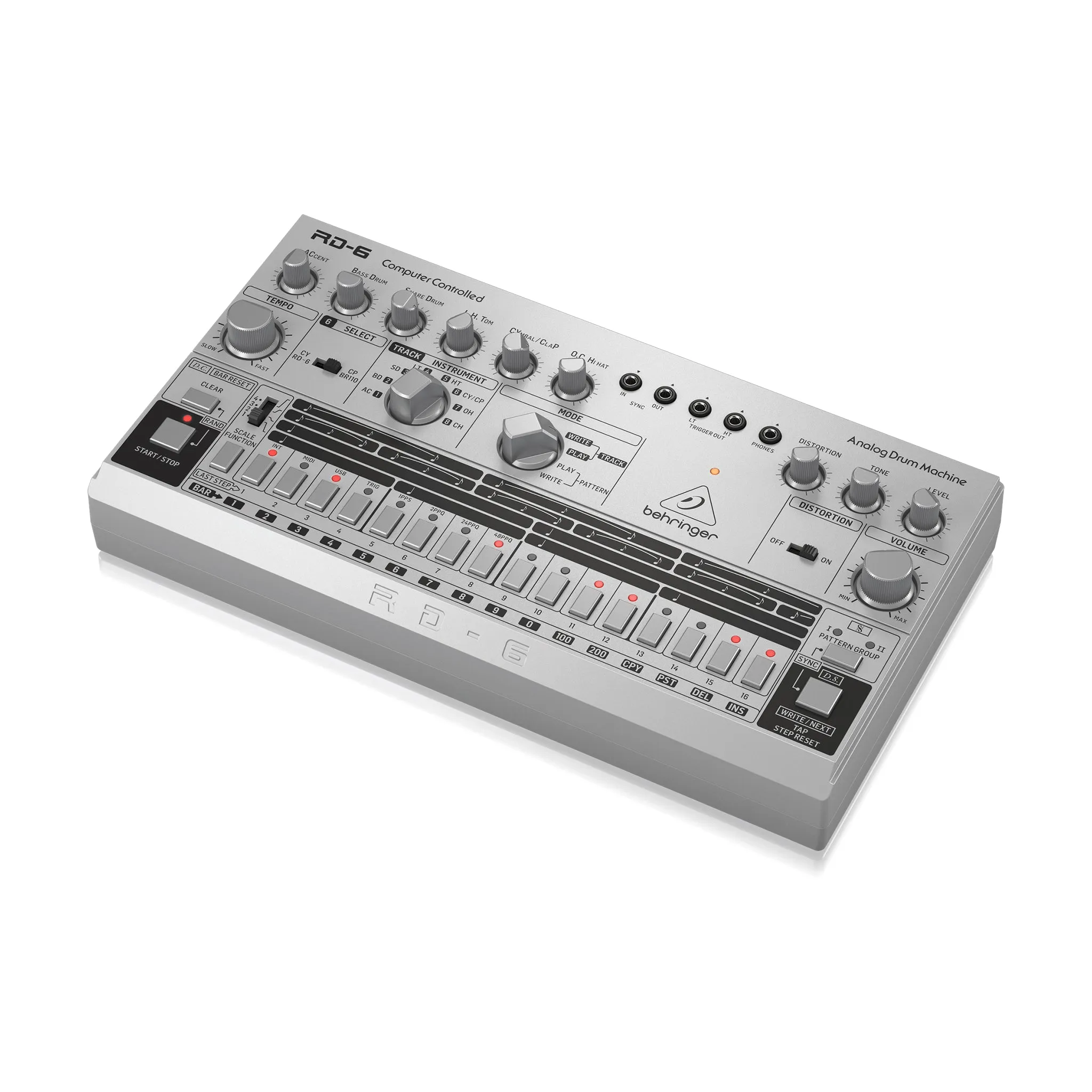 Behringer RD-6-SR Analog Drum Machine, Silver