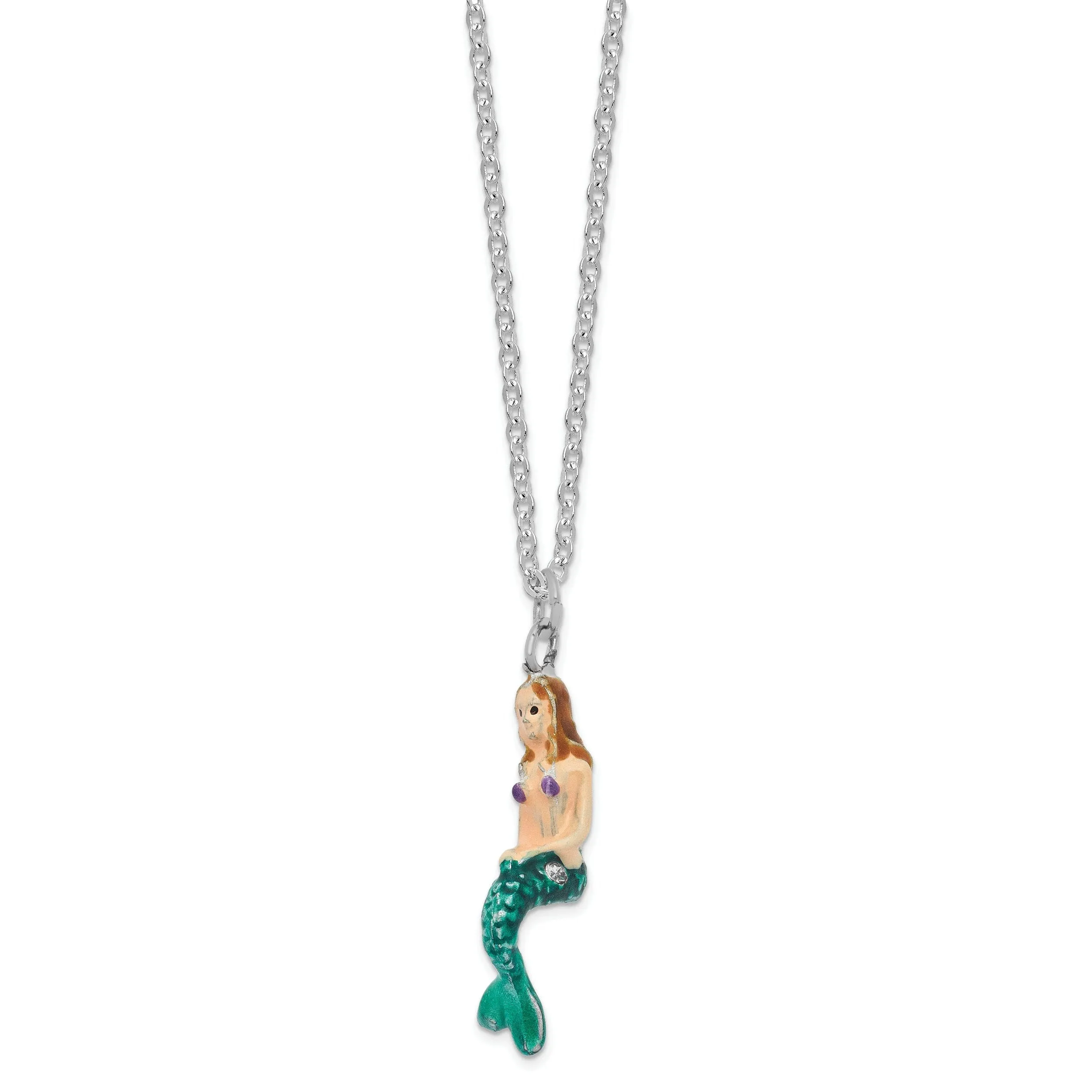 Bejeweled Multi Color Finish ADELLA Mermaid with Seahorse Trinket Box