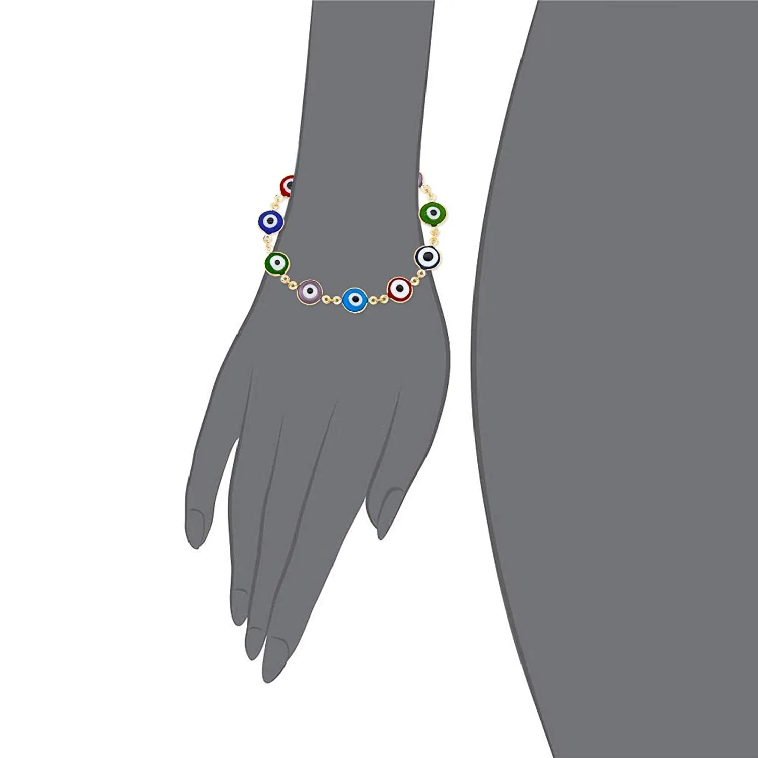 Big Multi Color Good Luck Charm Bracelet with Colorful Turkish Evil Eye Beads for Success Envy Protection Kabbalah Greek Nazar
