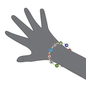 Big Multi Color Good Luck Charm Bracelet with Colorful Turkish Evil Eye Beads for Success Envy Protection Kabbalah Greek Nazar