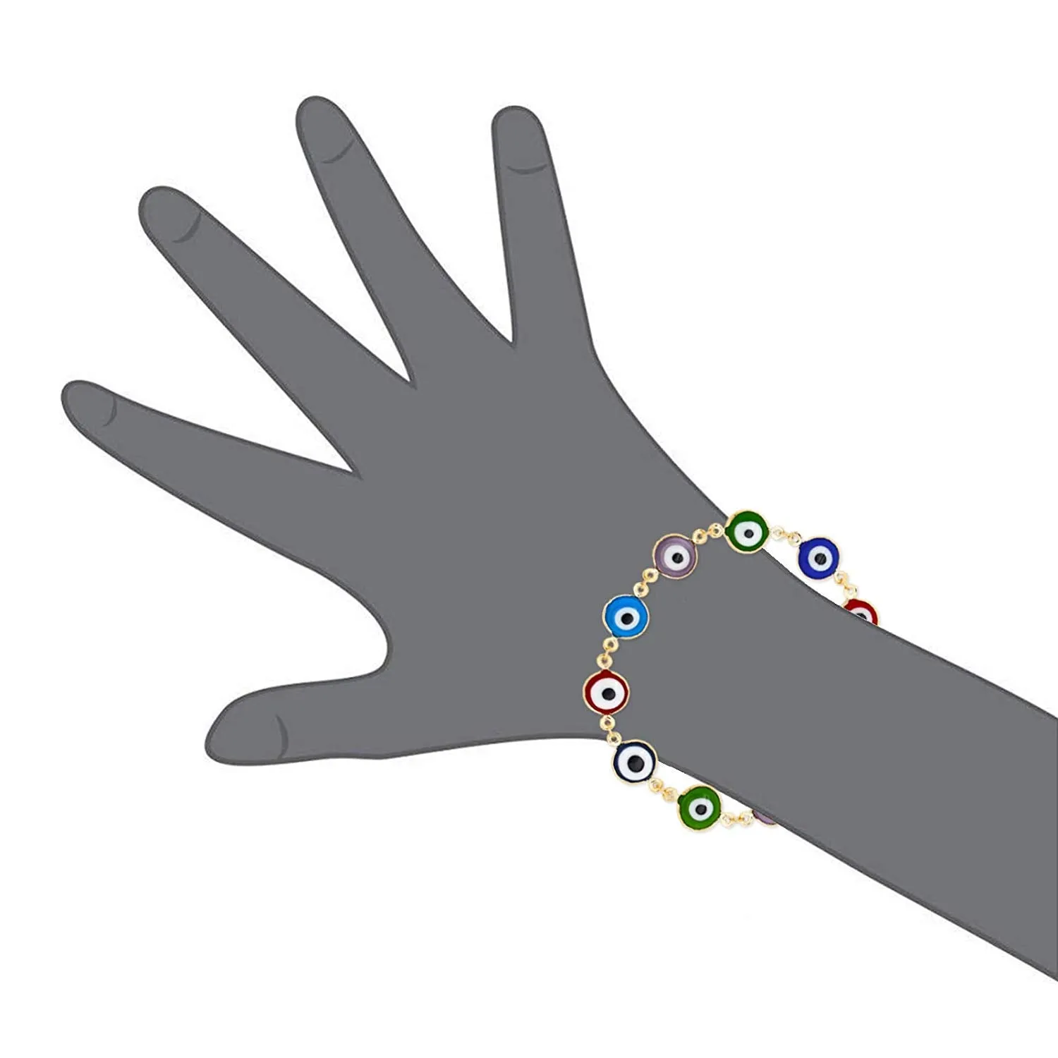 Big Multi Color Good Luck Charm Bracelet with Colorful Turkish Evil Eye Beads for Success Envy Protection Kabbalah Greek Nazar