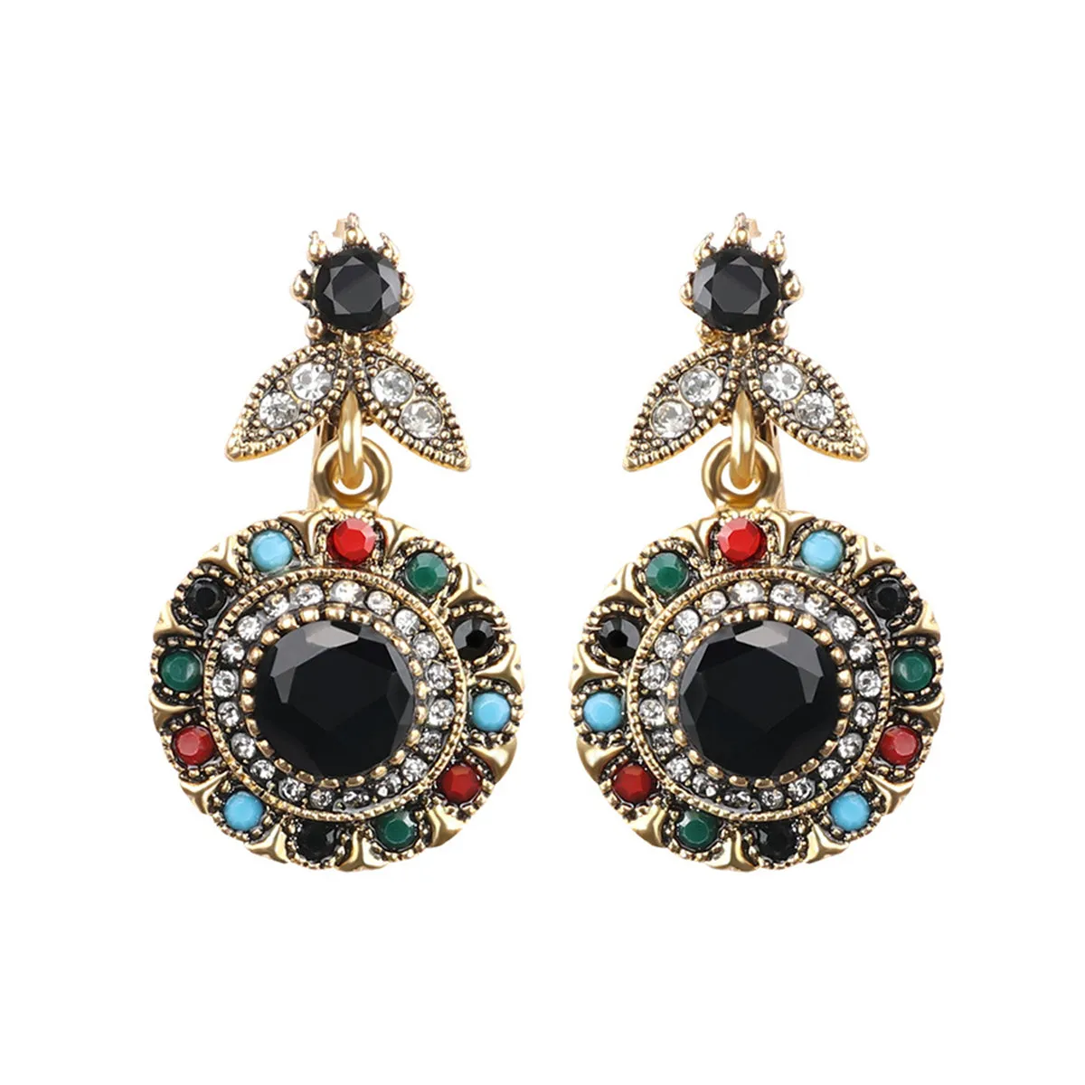 Black & Cubic Zirconia Botany Drop Earrings