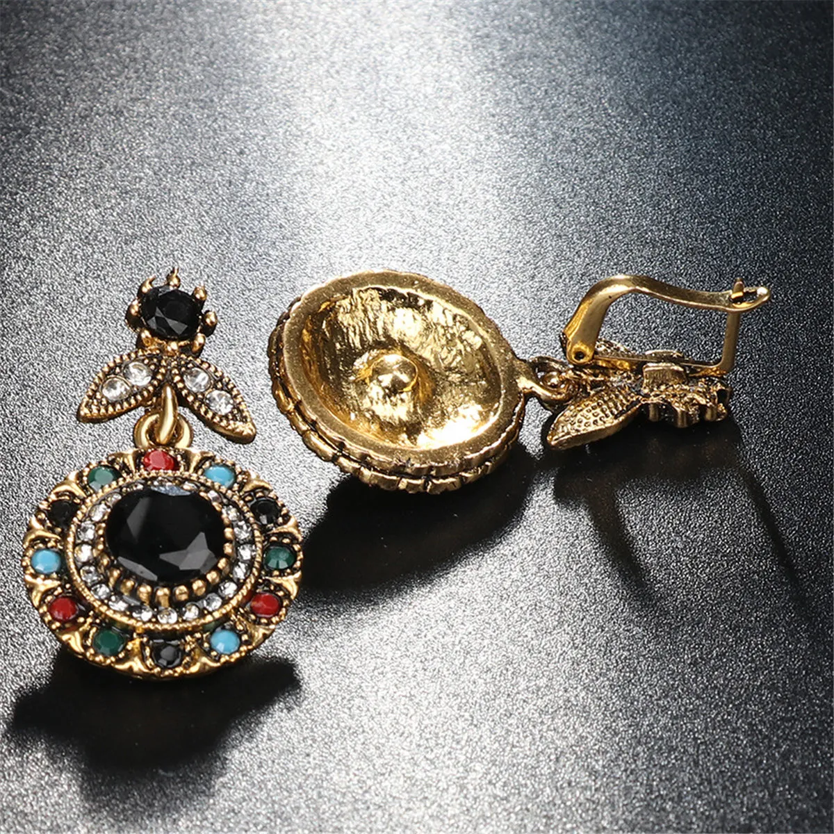 Black & Cubic Zirconia Botany Drop Earrings