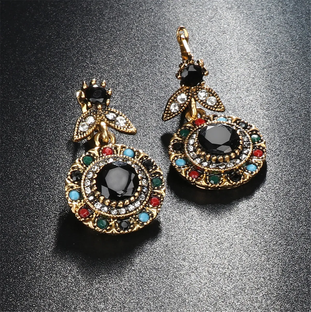 Black & Cubic Zirconia Botany Drop Earrings