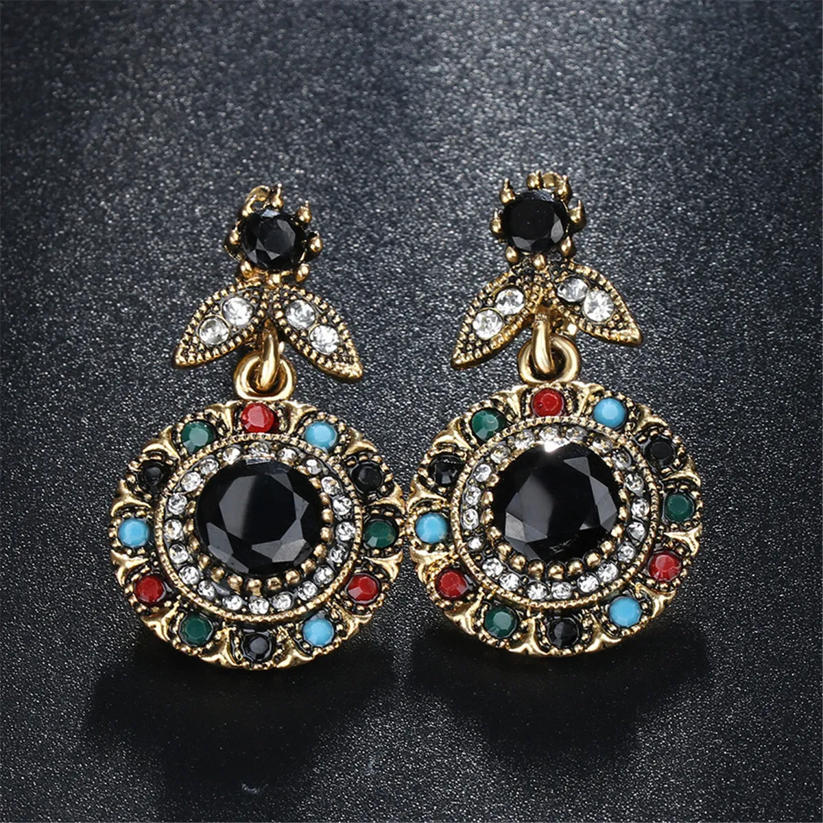 Black & Cubic Zirconia Botany Drop Earrings