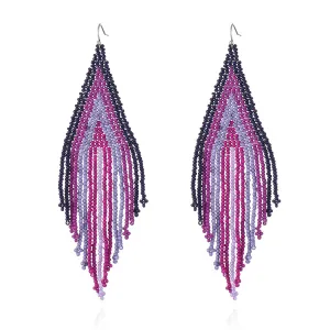 Black & Rose Howlite Tassel Drop Earrings