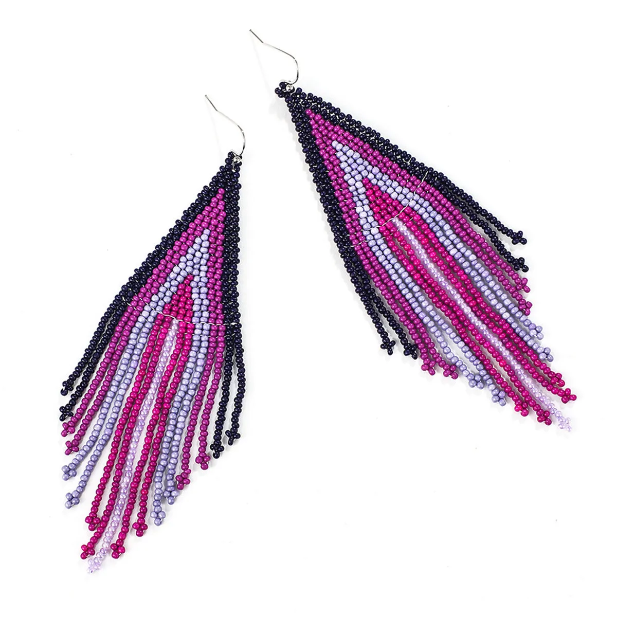 Black & Rose Howlite Tassel Drop Earrings