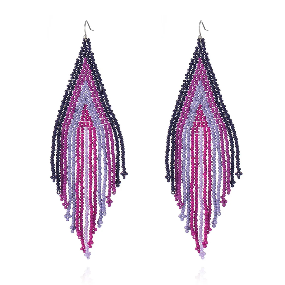 Black & Rose Howlite Tassel Drop Earrings
