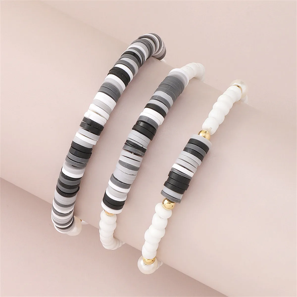 Black Howlite & Pearl 18K Gold-Plated Beaded Stretch Bracelet Set