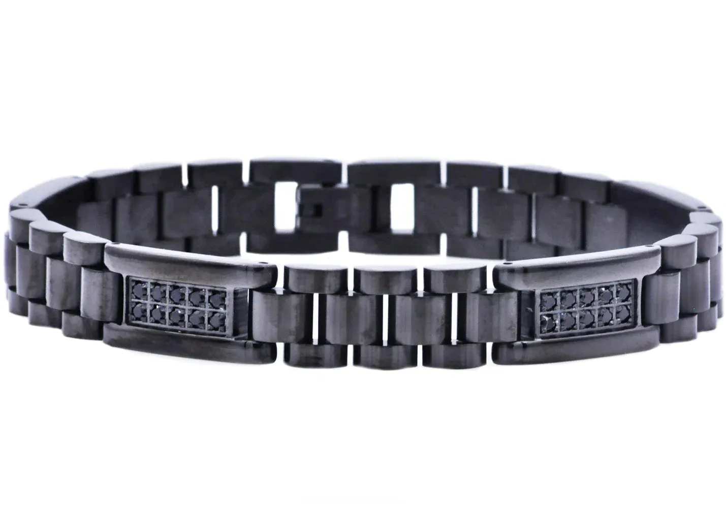 Blackjack Men's Bracelet Black SS & Black CZ BJB194B