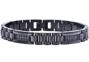 Blackjack Men's Bracelet Black SS & Black CZ BJB194B