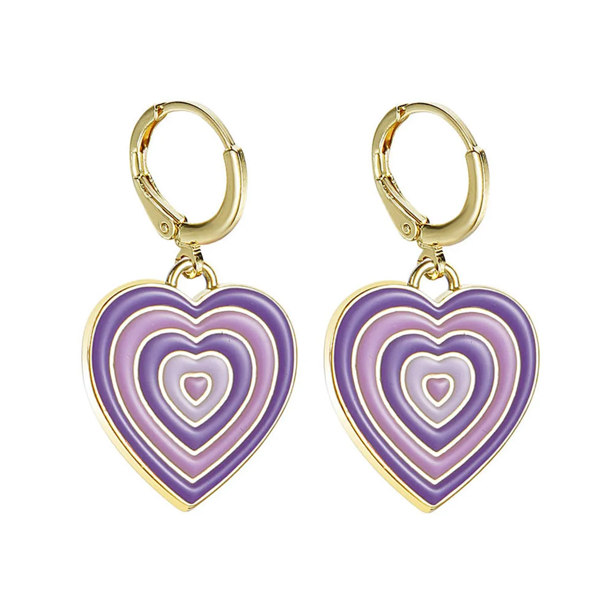 Blue & Purple Enamel 18K Gold-Plated Halo Heart Drop Earrings